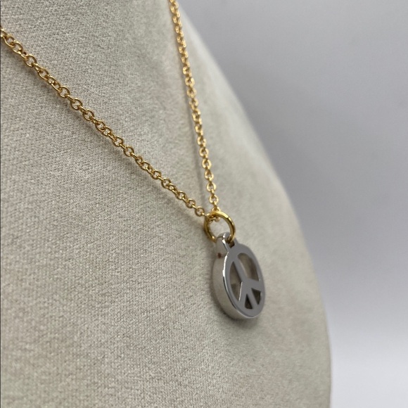 Peace Love World Two Tone Brass I Am Peace Necklace 18”L NIB Retro Bohemian - Picture 3 of 9